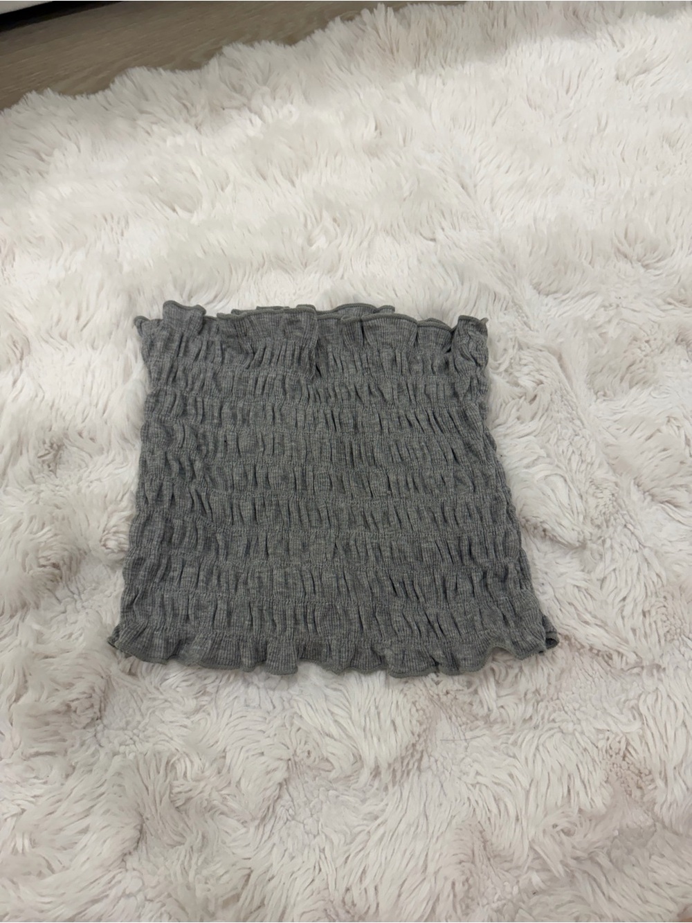 Gray Smocked Knit Tube Top - Women
